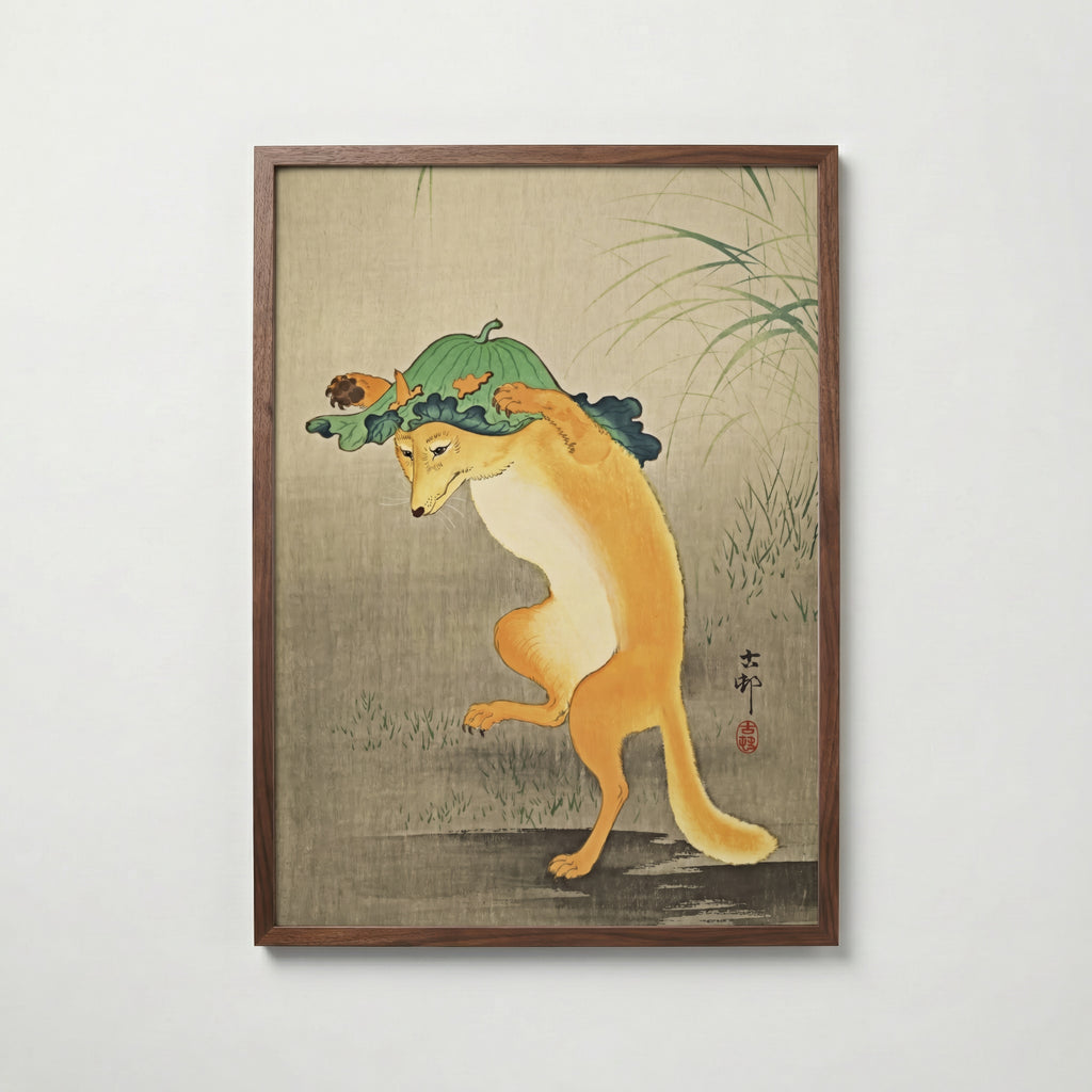 Dancing Fox Ohara Koson Poster affisch – stilren väggdekoration – Bozetto posters