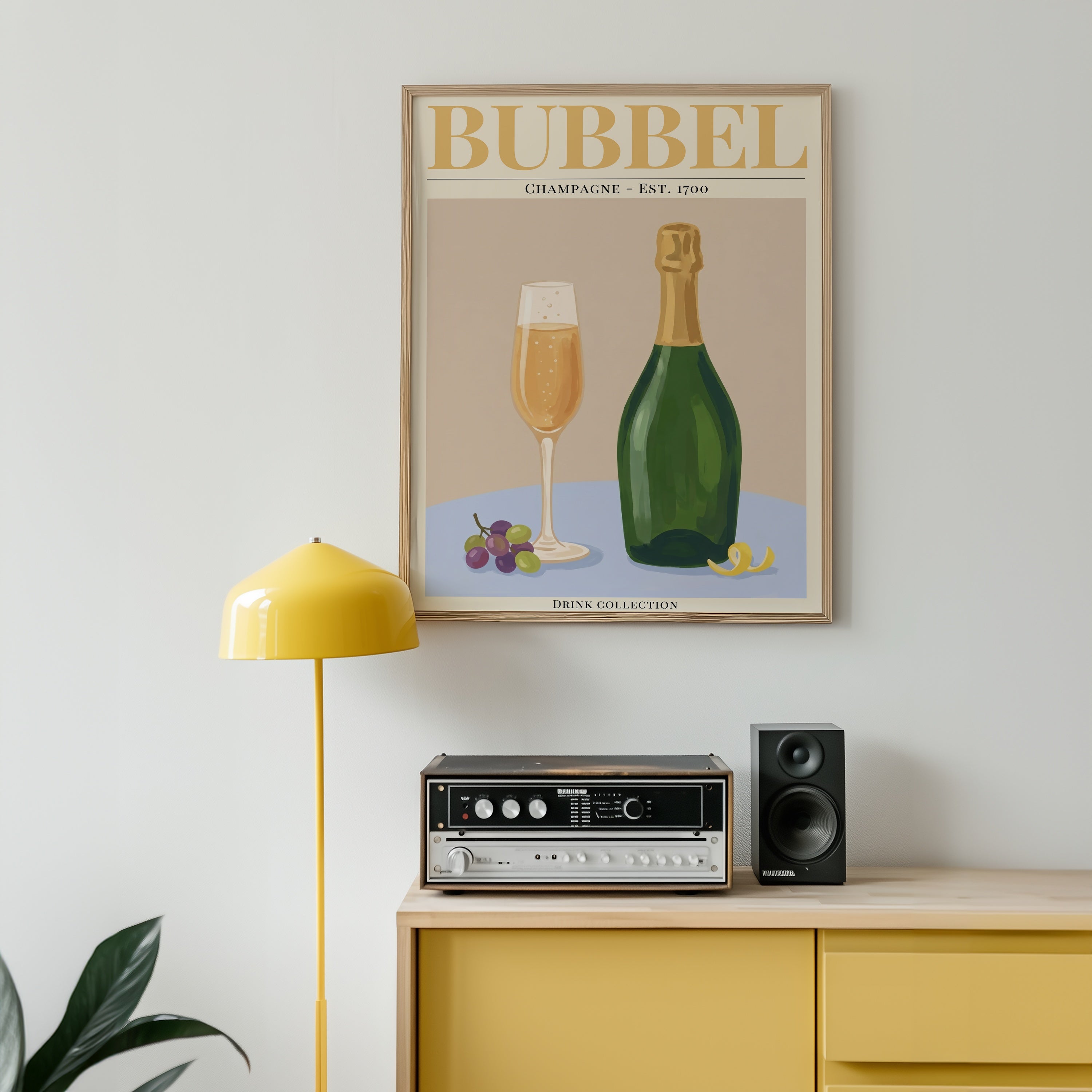 Bubbel Poster i ljust vardagsrum – modern konst som väggdekor från Bozetto