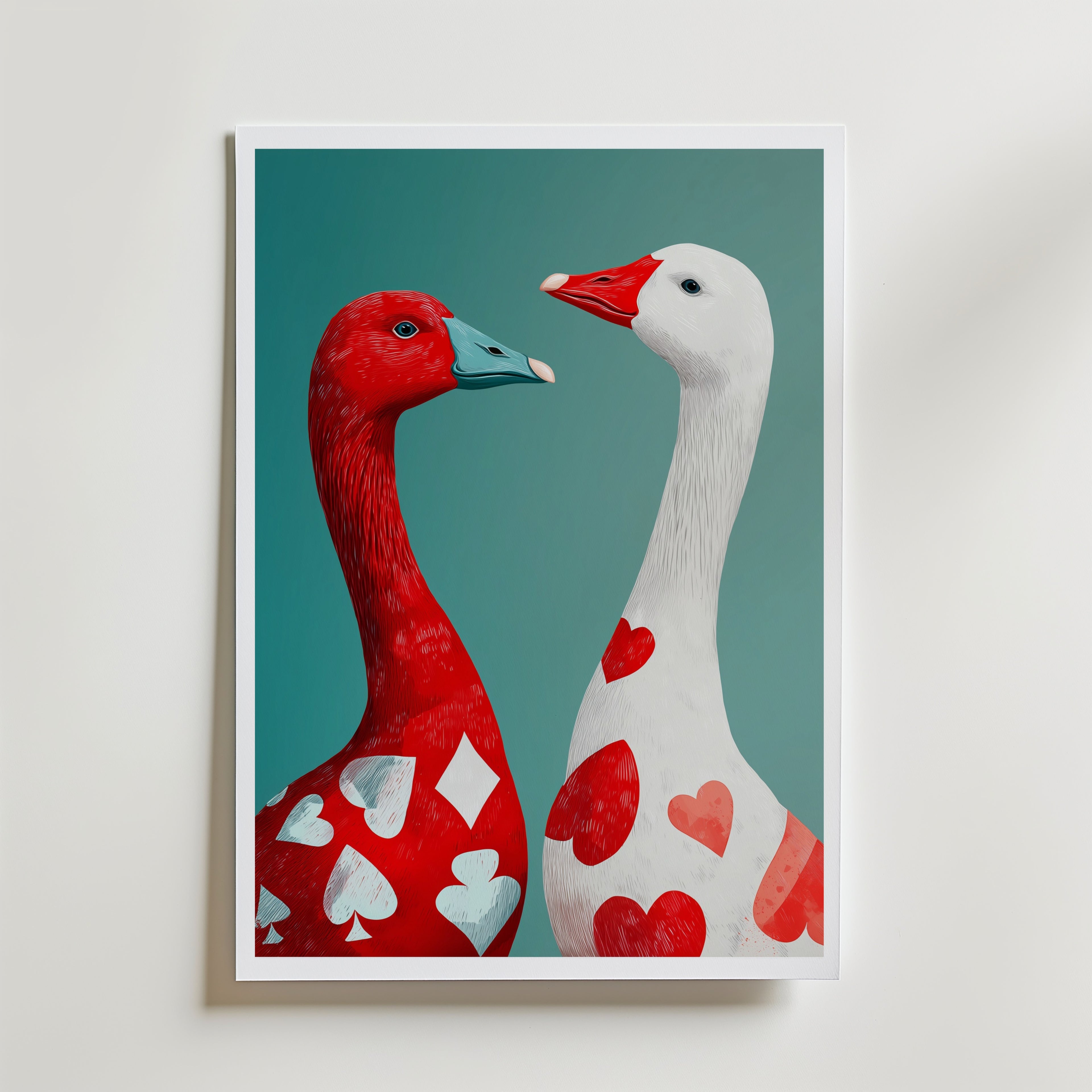 Heart & Spade Geese Poster affisch – poster till väggdekoration – köp online hos Bozetto