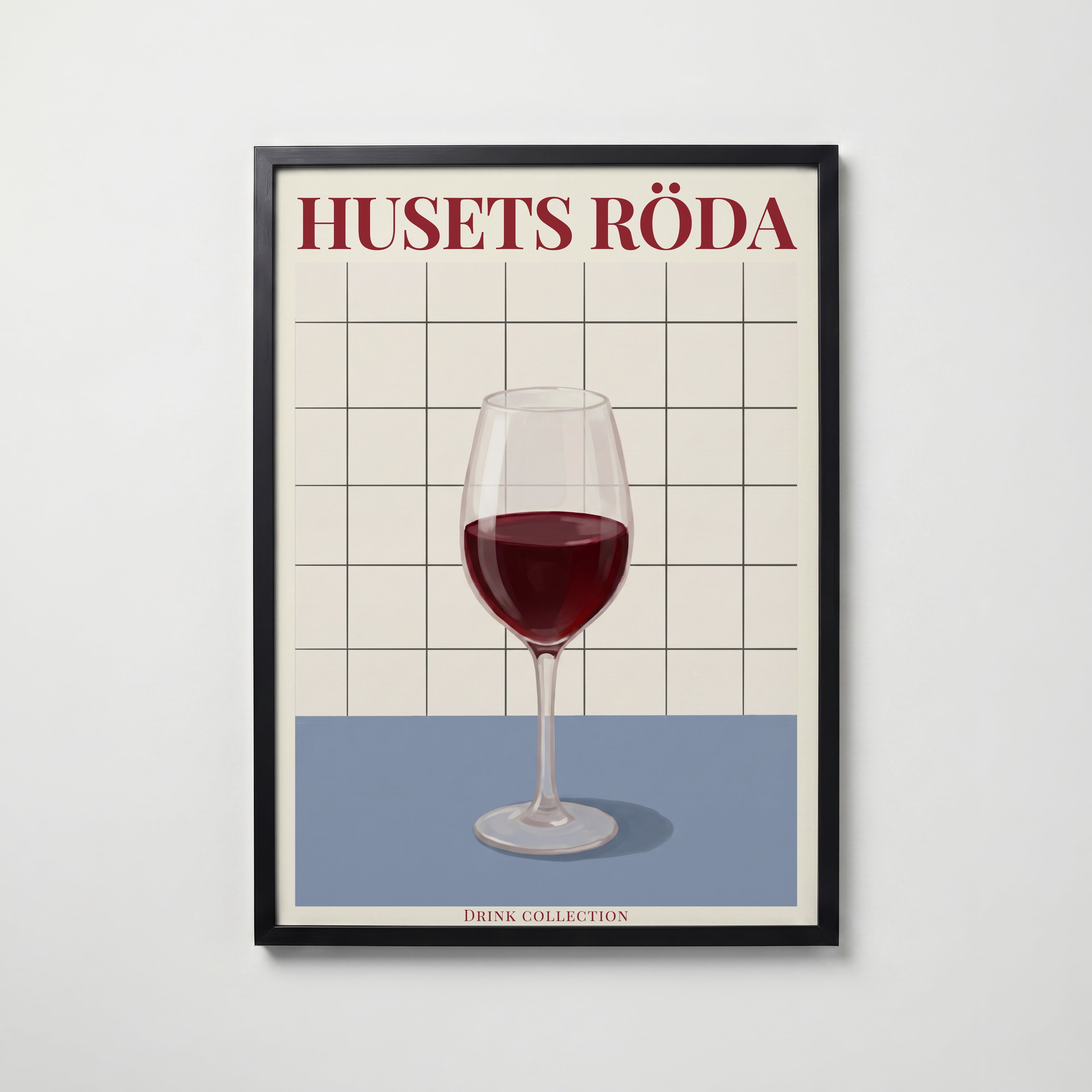 Husets Röda affisch i modern svart ram – stark kontrast och stil, Bozetto poster