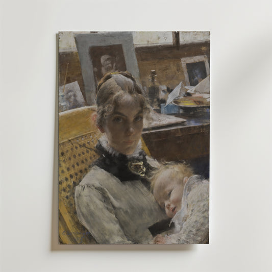 Carl Larsson Wife and their Daughter Poster
