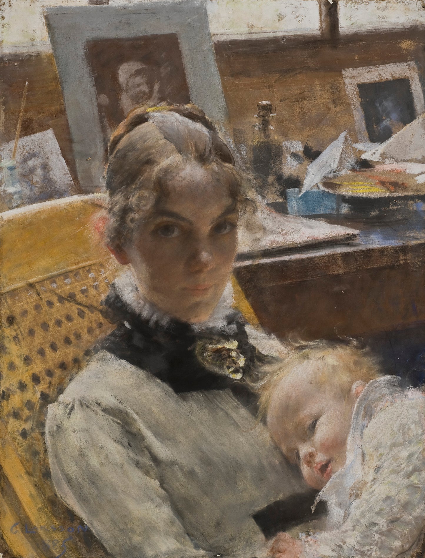 Carl Larsson Wife and their Daughter Poster