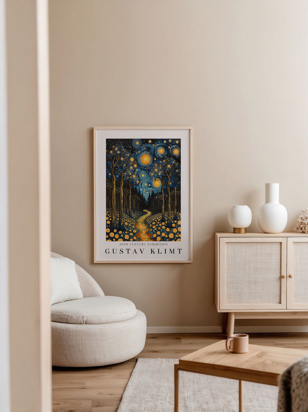Gustav Klimt Starlit Forest Path Poster – poster väggdekoration inredning – Affischer hos Bozetto