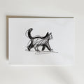 Minimalist Walking Cat – stilfullt konsttryck från Bozetto, tryckt på matt finpapper