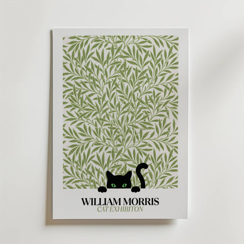 William Morris Cat Exhibition – stilfullt konsttryck från Bozetto, tryckt på matt finpapper
