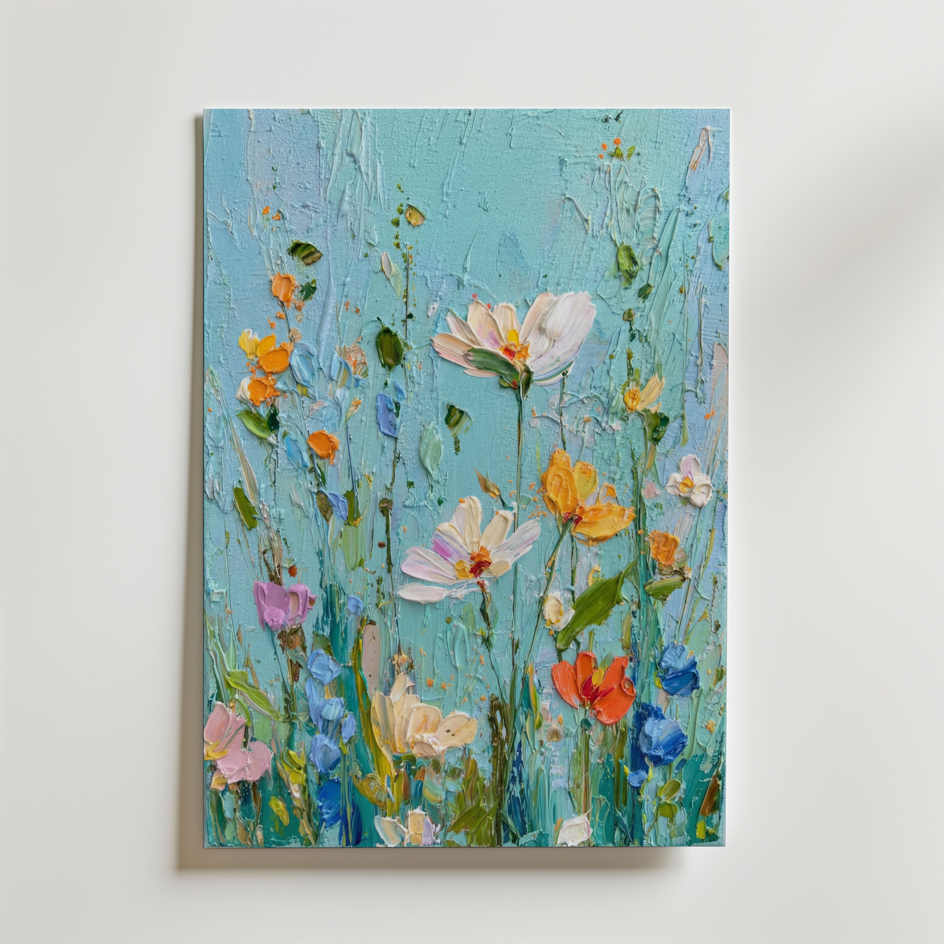 Spring Wildflower Bloom No.2 Poster – Ett livfullt och färgstarkt konstmotiv där en blomsteräng står i full vårblom mot en mj