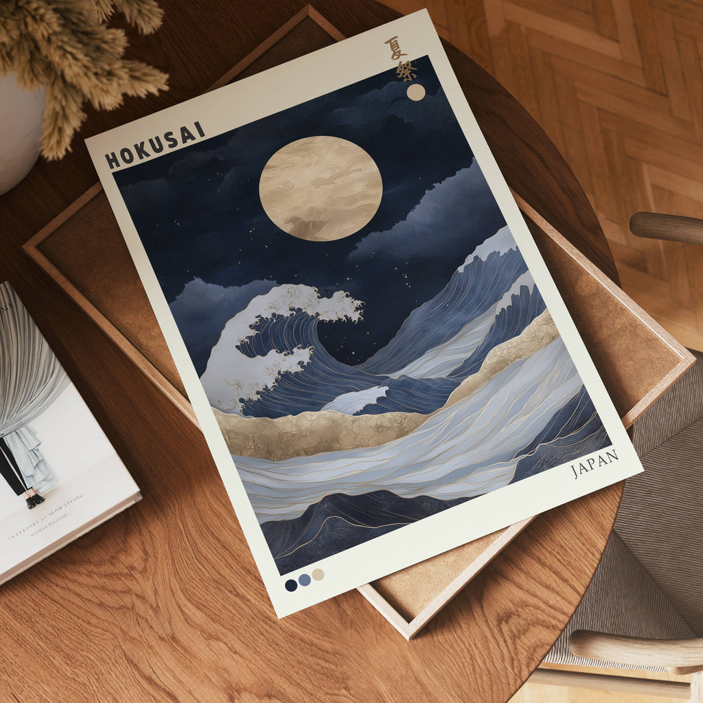 Blue Navy Hokusai Poster