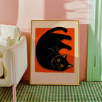 Curled Black Cat Poster
