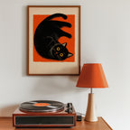 Curled Black Cat Poster