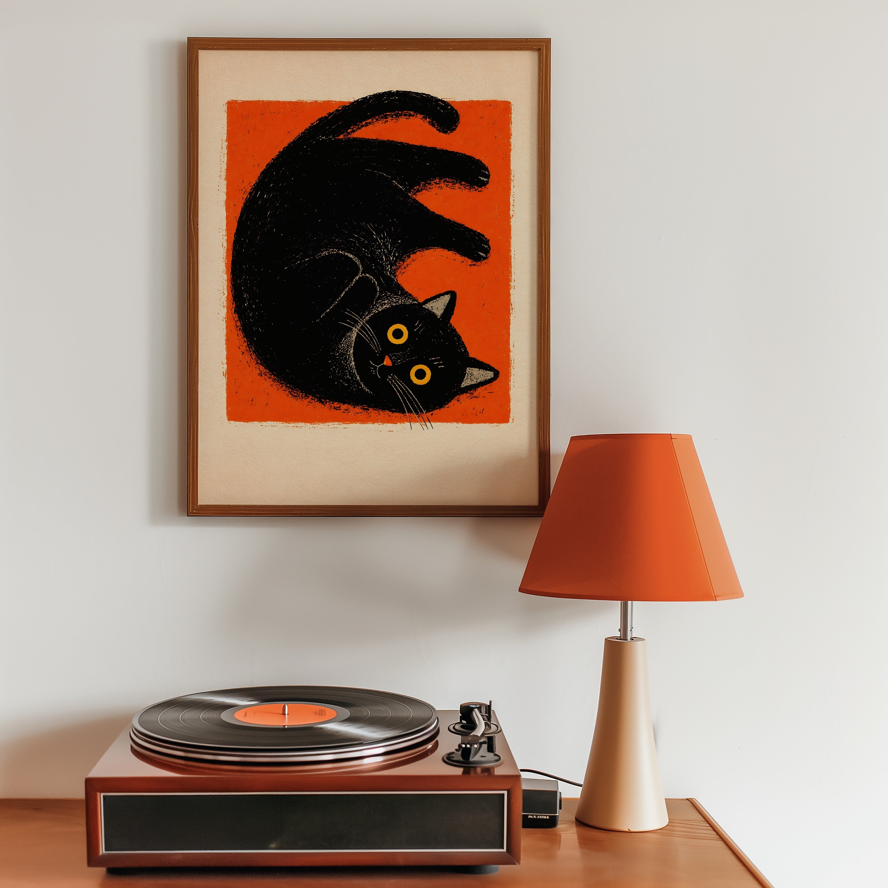 Curled Black Cat Poster