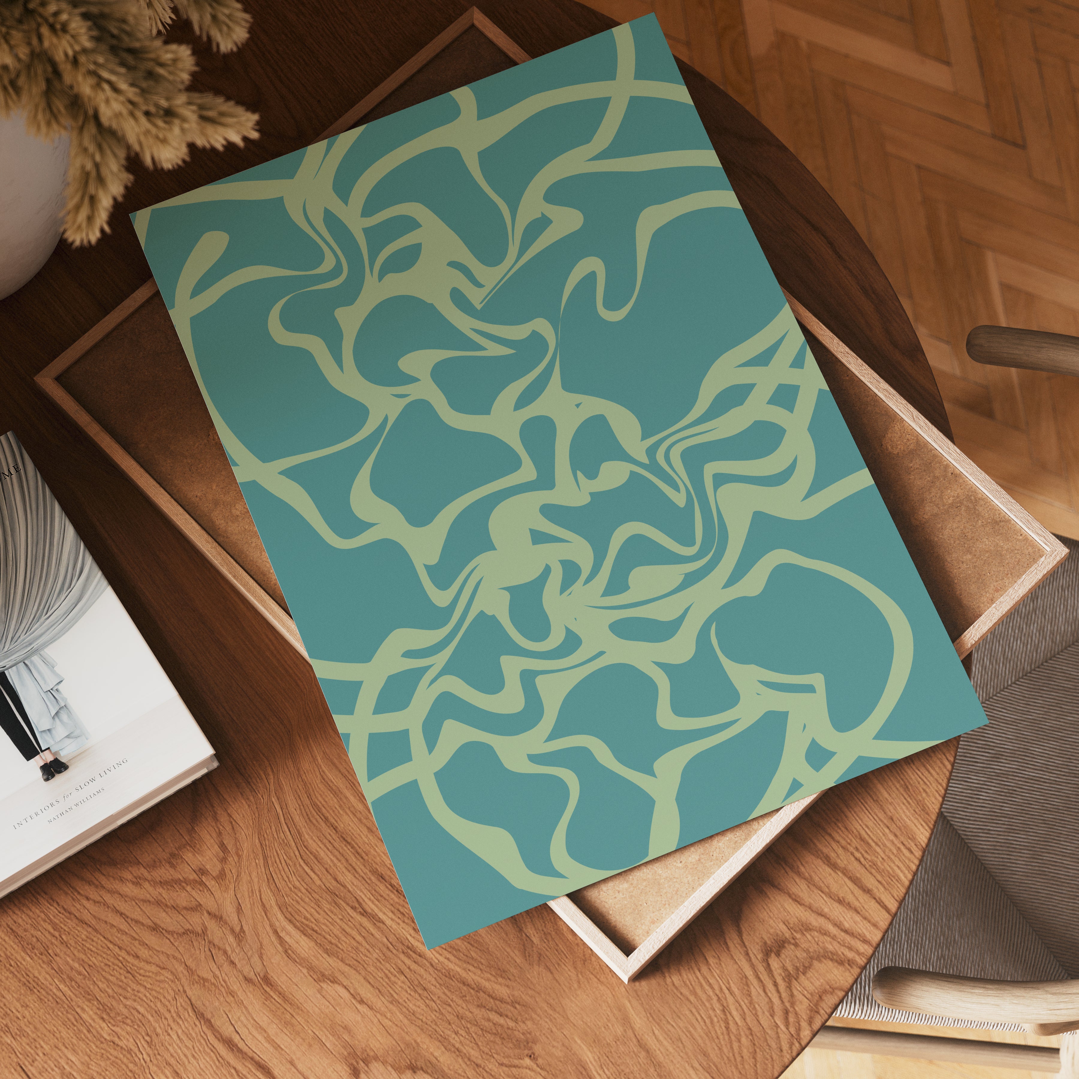 Teal Organic Flow Poster