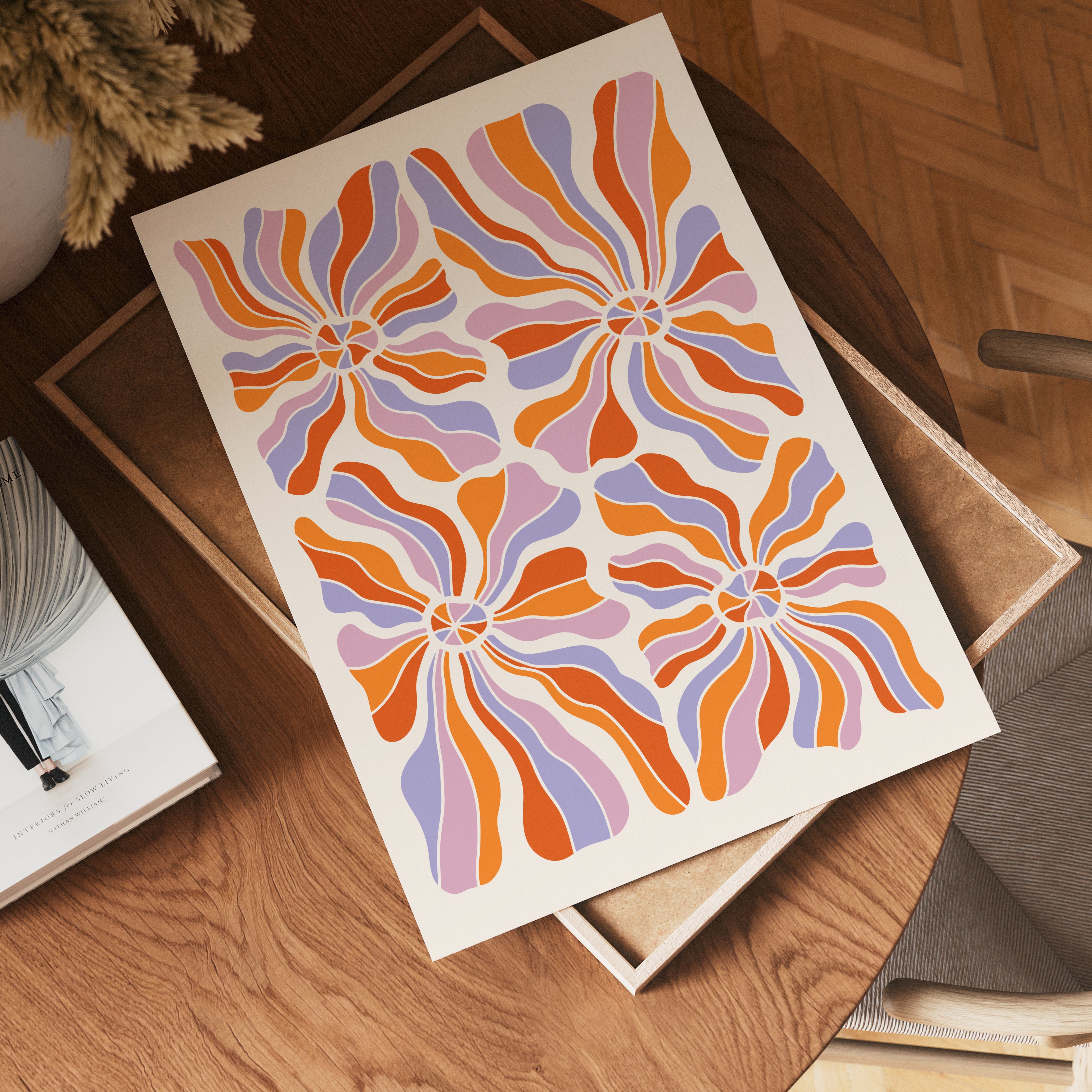 Retro Bloom Swirl Poster