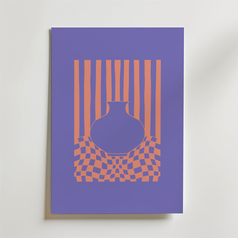 Striped Vase Illusion Poster