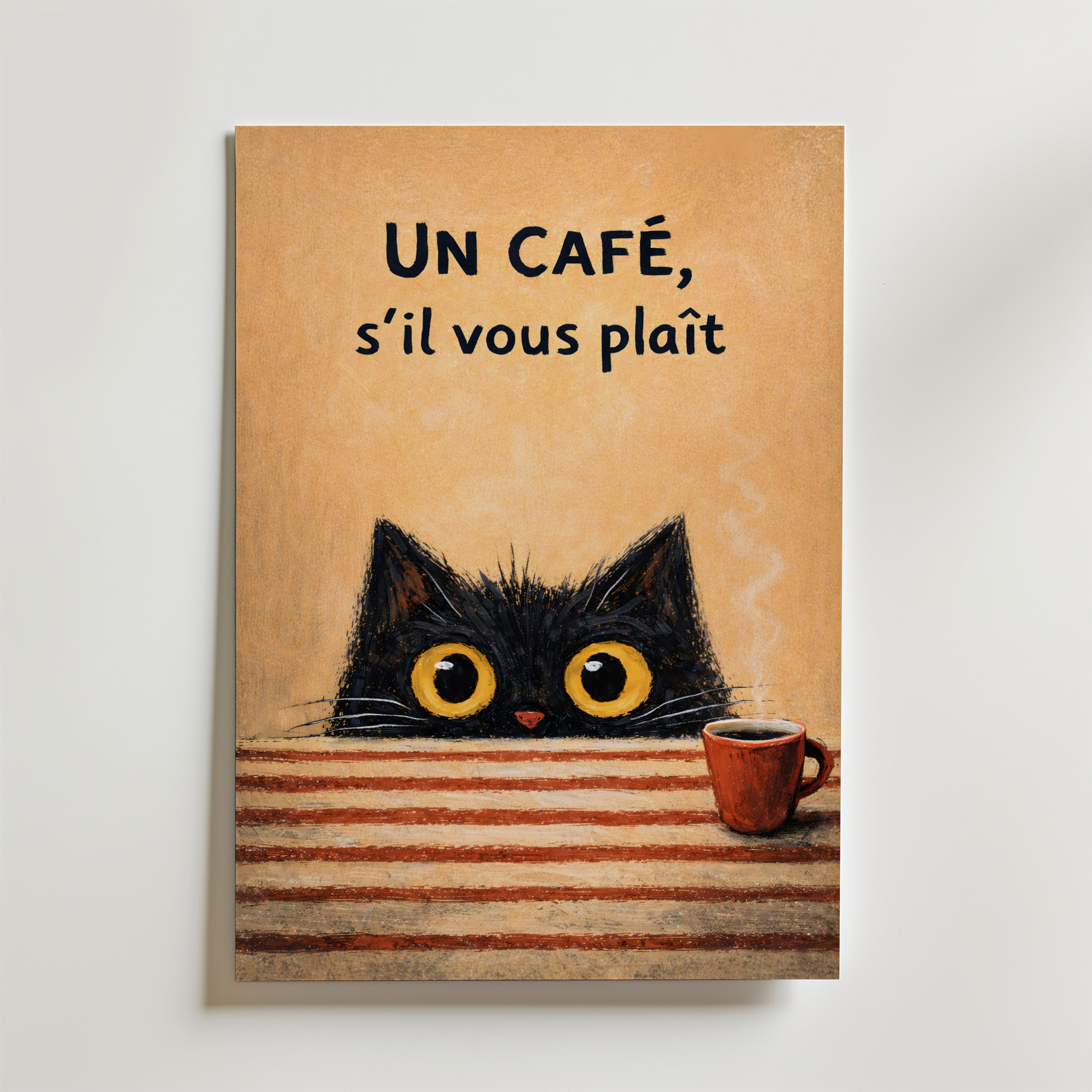 Un Café, S’il Vous Plaît Poster – En varm och charmig poster som fångar den där lilla vardagslyxen – en kopp kaffe och en