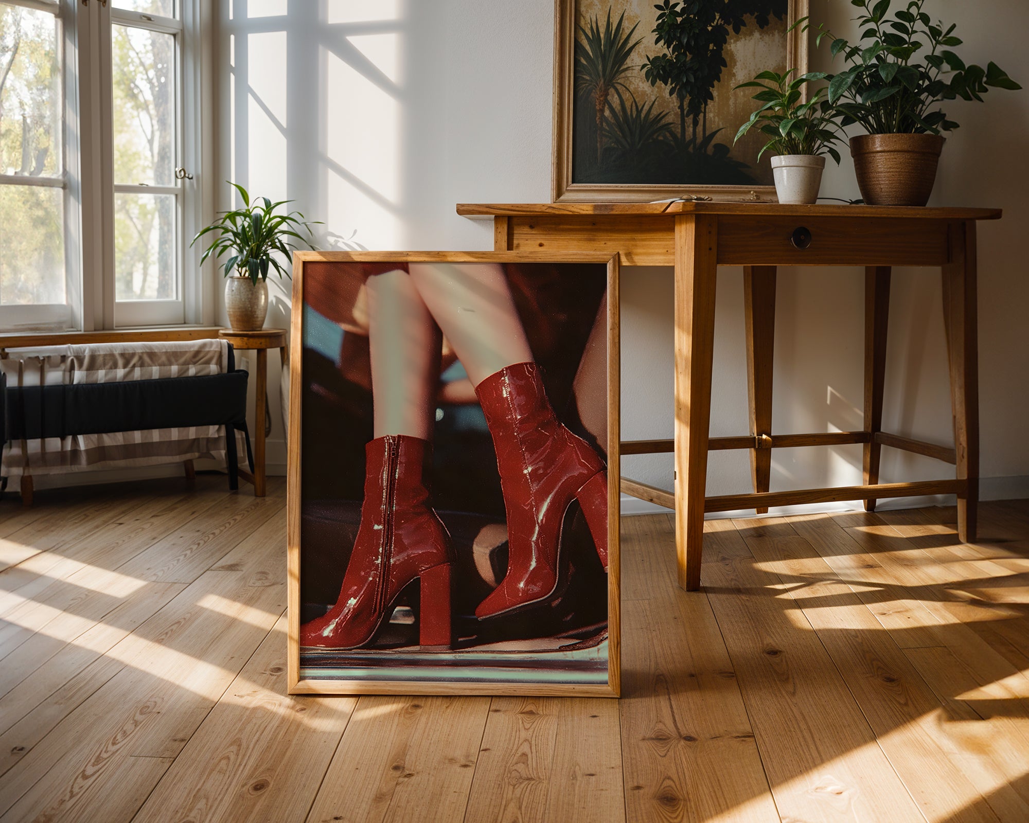 Crimson Heels Poster – poster väggdekoration inredning – Affischer hos Bozetto