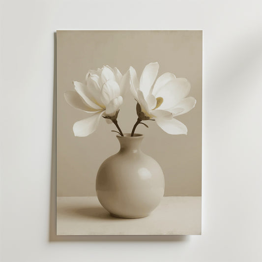 Elegant Ceramic Vase White Magnolia Poster