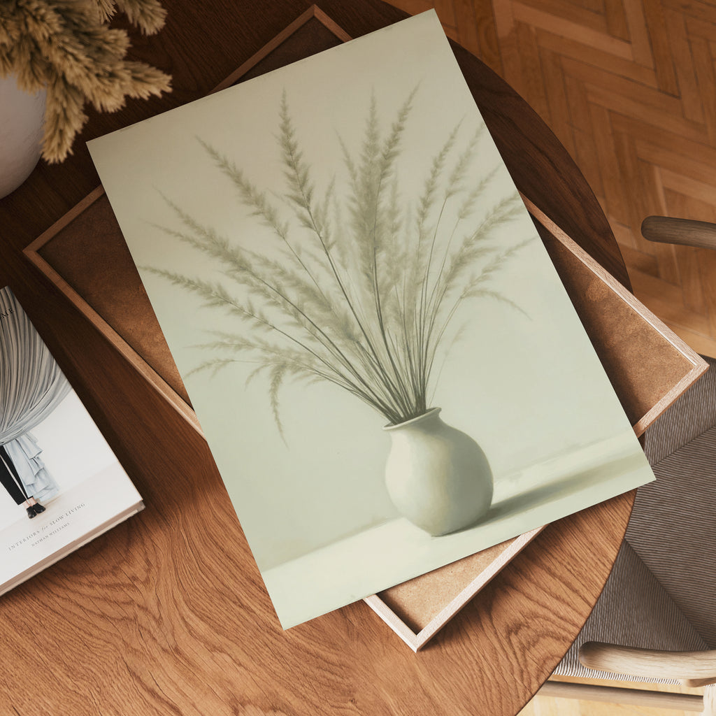 Neutral Pampas Grass In Ceramic Vase Poster