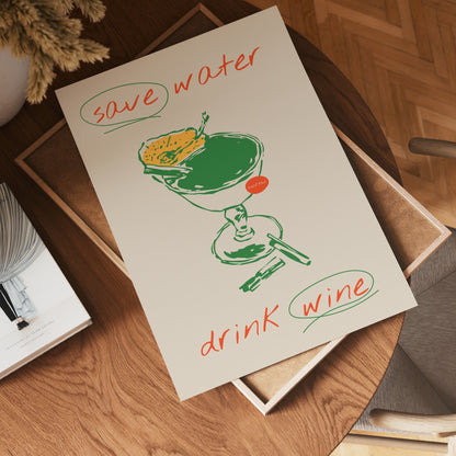 Save Water Drink Wine Poster
