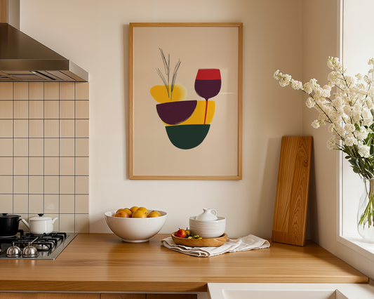 Stacked Wine & Shapes Poster