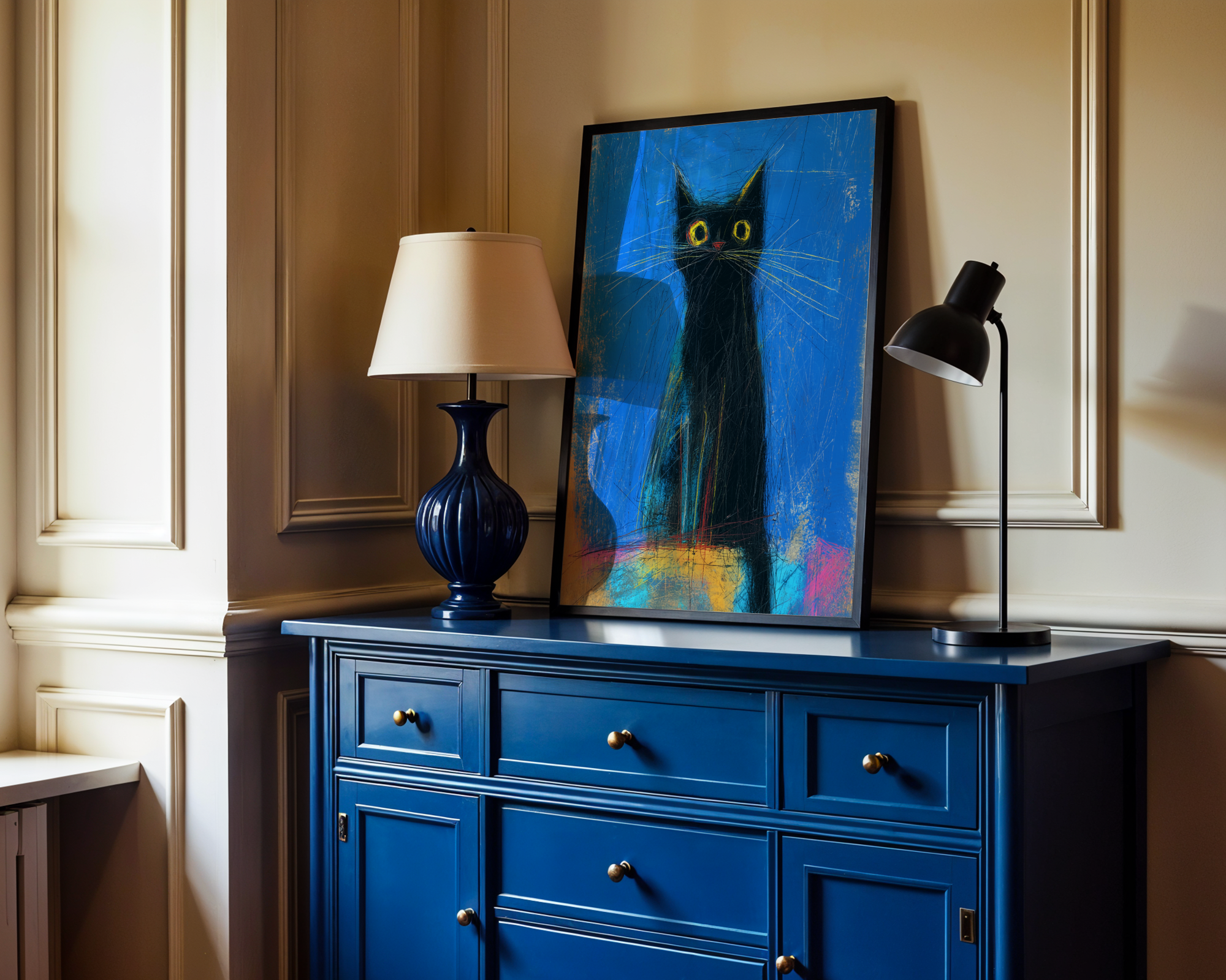 Midnight Whisker Gaze Poster