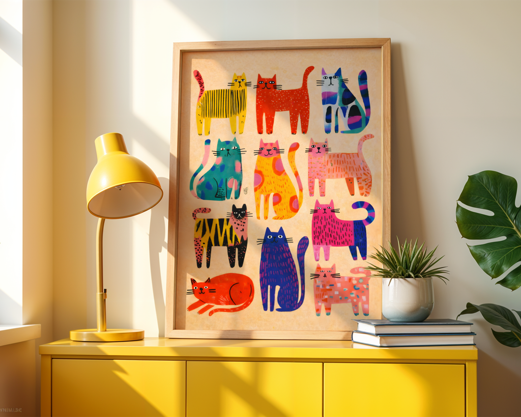 Colorful Cat Parade Poster