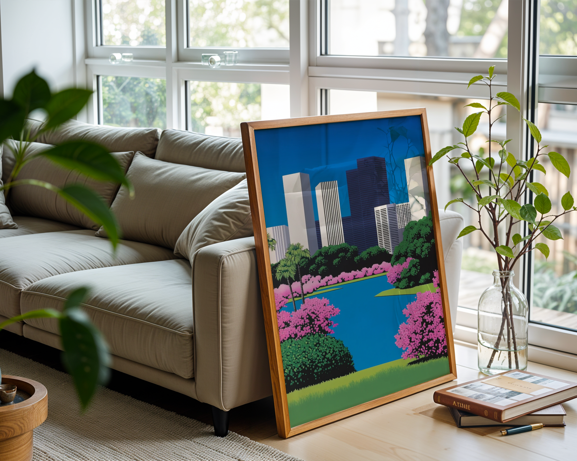 City Park Illustration Hiroshi Poster