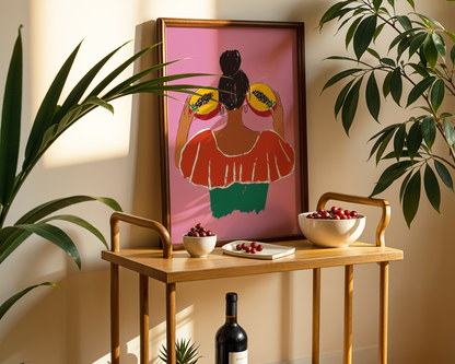 Tropical Papaya Girl Poster