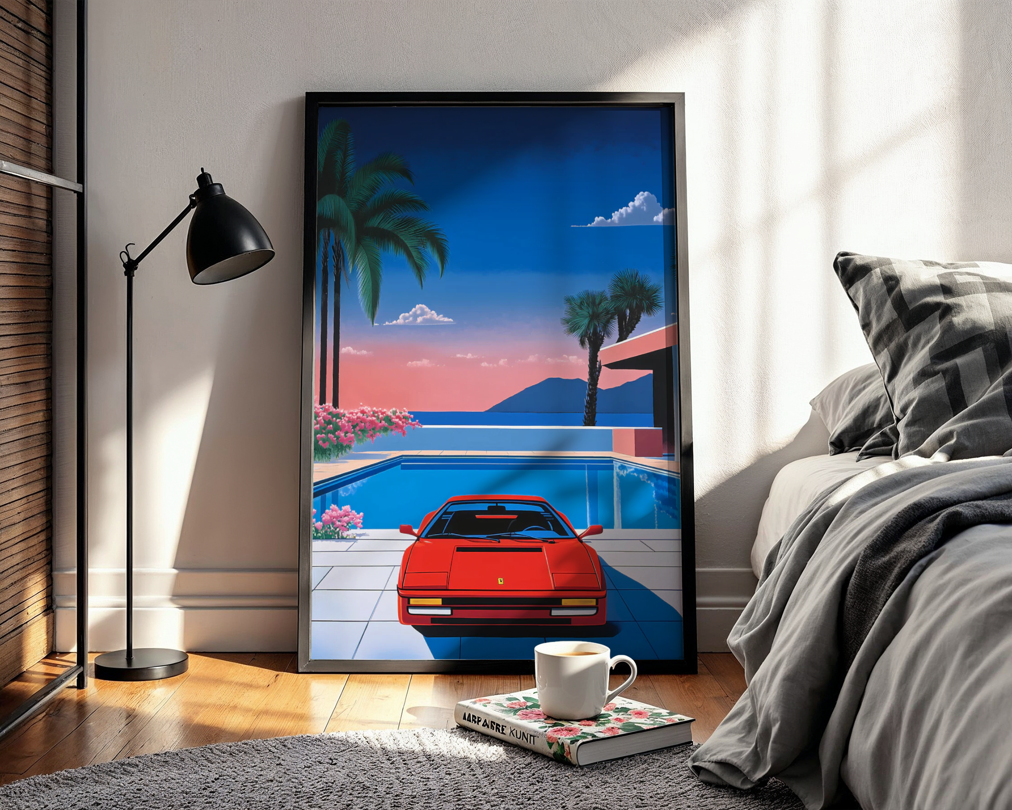 Retro 80s Ferrari Hiroshi Poster