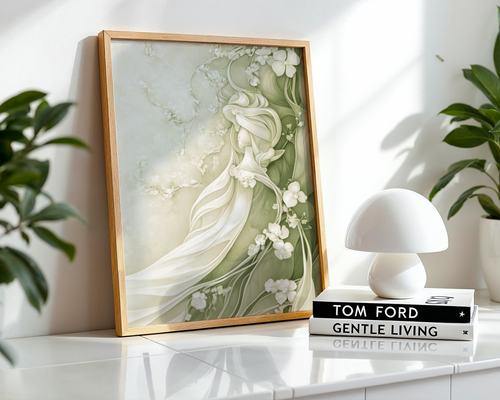 Mockup av Abstract Blossom Grace affisch på vägg – köp enkelt hos Bozetto i hög kvalitet