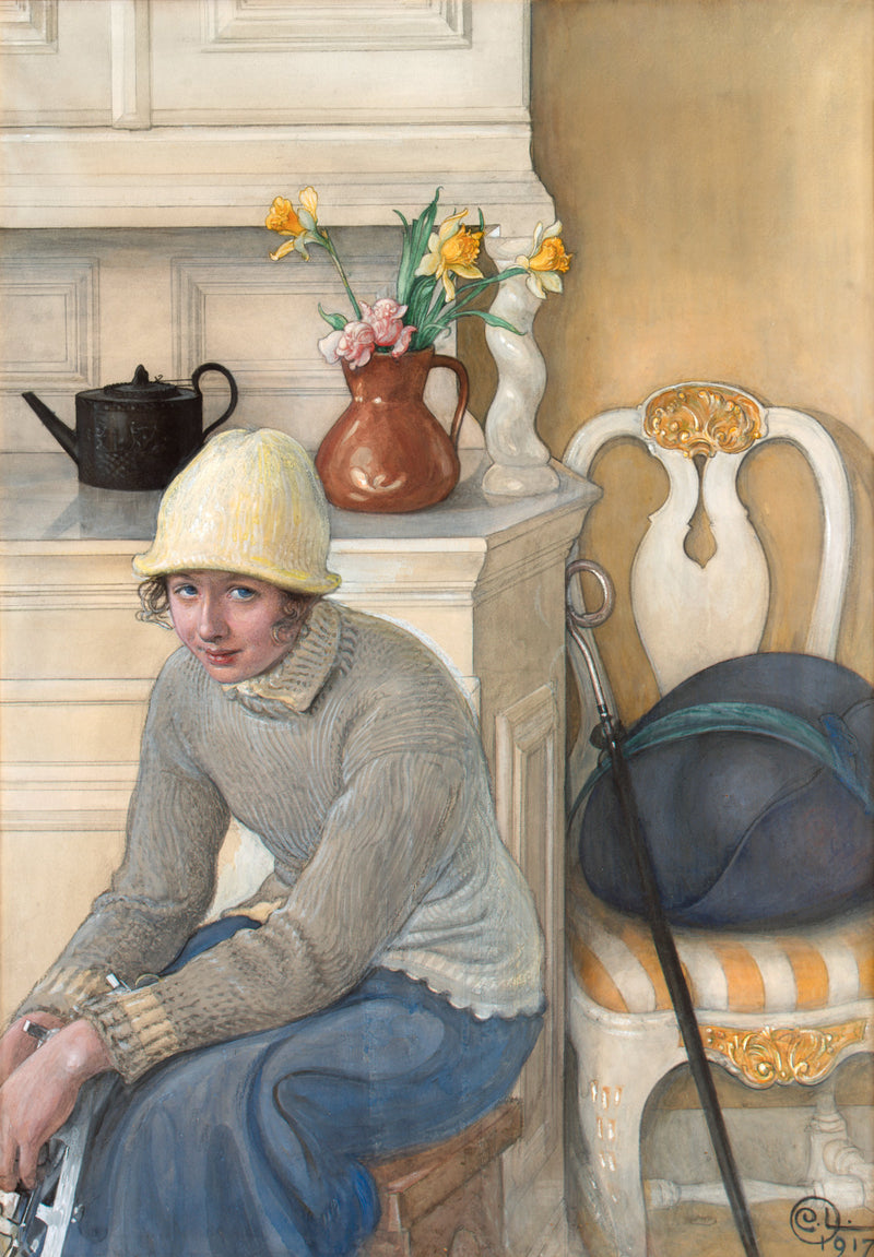 Carl Larsson Girl with ice skates Falun 1917 Poster