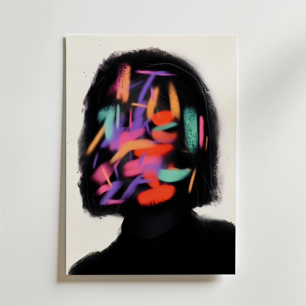 Glitch Persona Portrait Poster – En djärv porträttposter i pixel- och glitchstil som utforskar identitet i den digitala