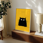 Good Morning poster i vit ram pa byra i ljust vardagsrum