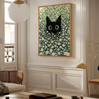 Cat in Green Grass poster i ram i stilren inredning