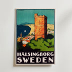 Hälsingborg Sweden Vintage Travel Poster