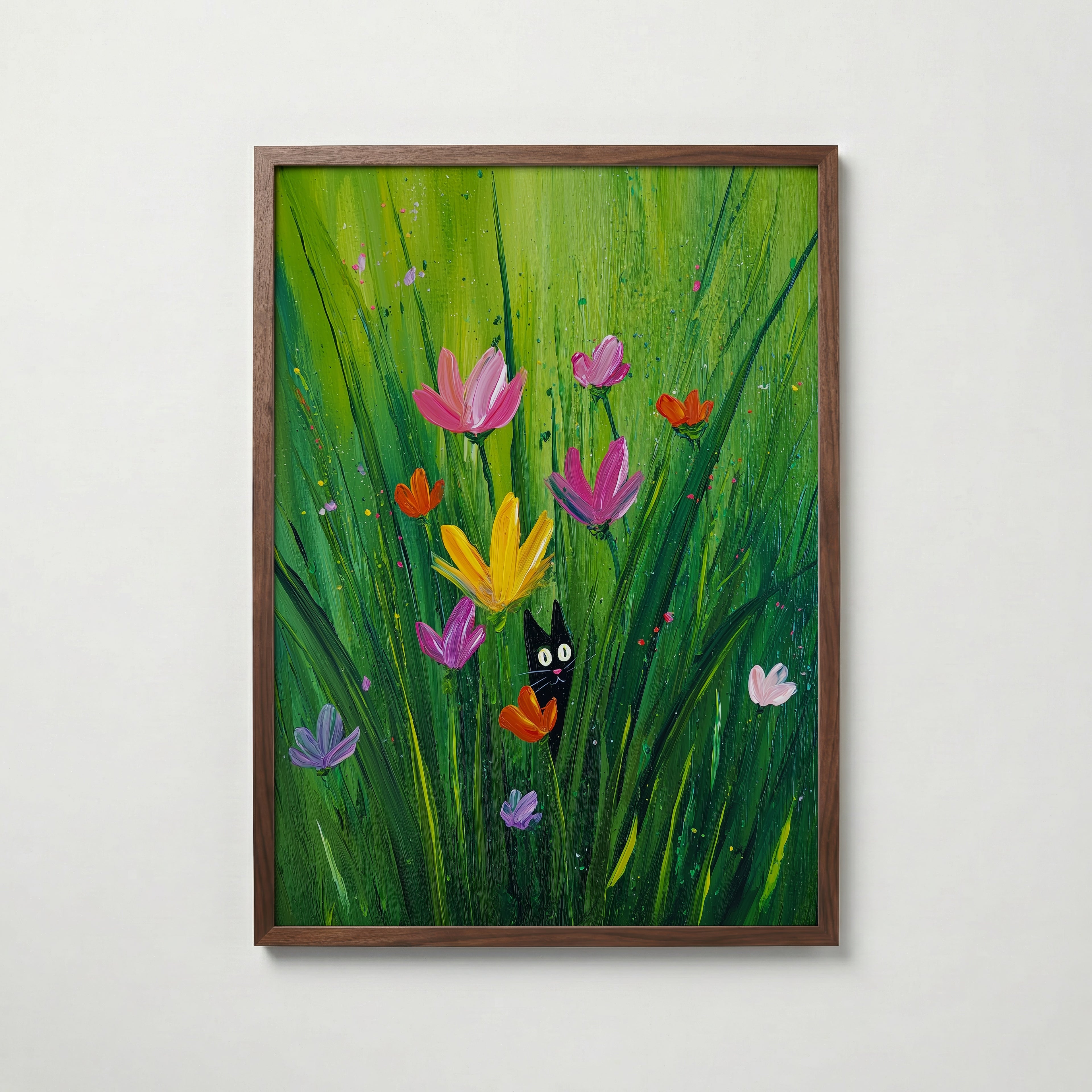 Hidden Garden Cat Poster – köp affisch till hemmet – Bozetto väggdekoration