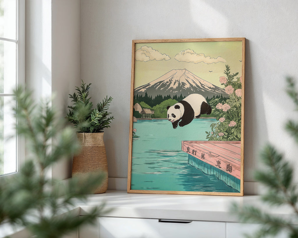 Diving Panda Poster