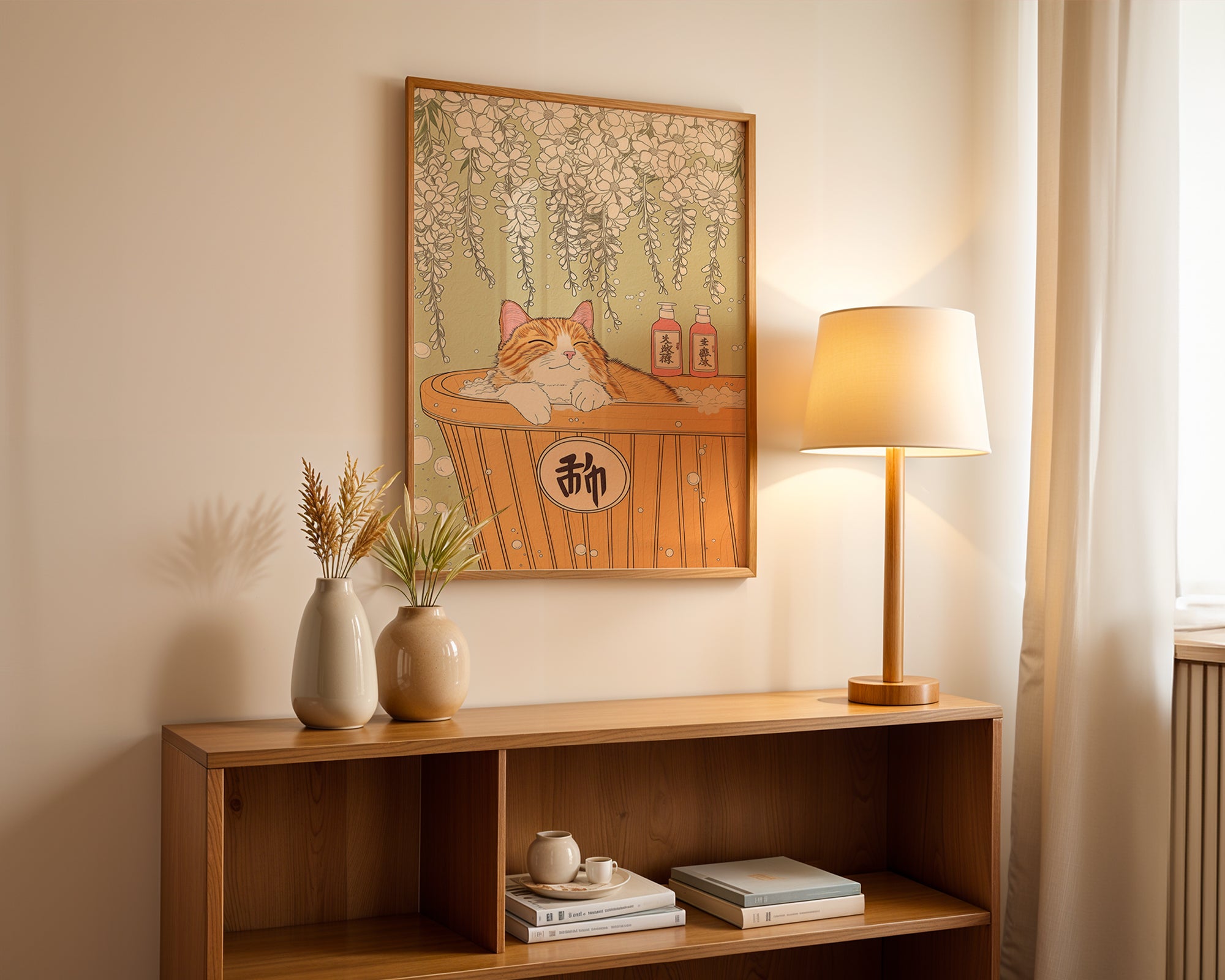 Peaceful Cat Bath Poster