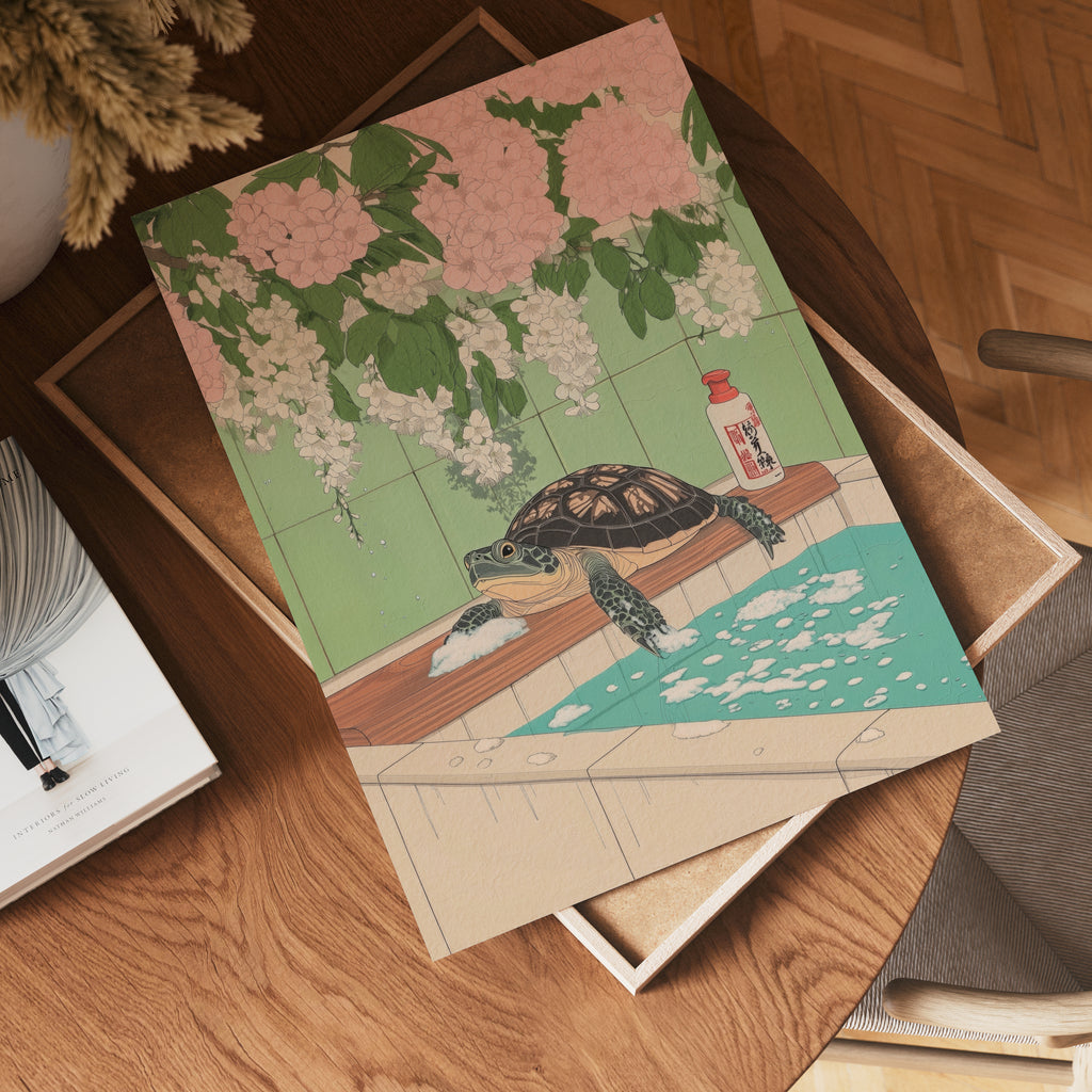 Bathing Turtle Poster