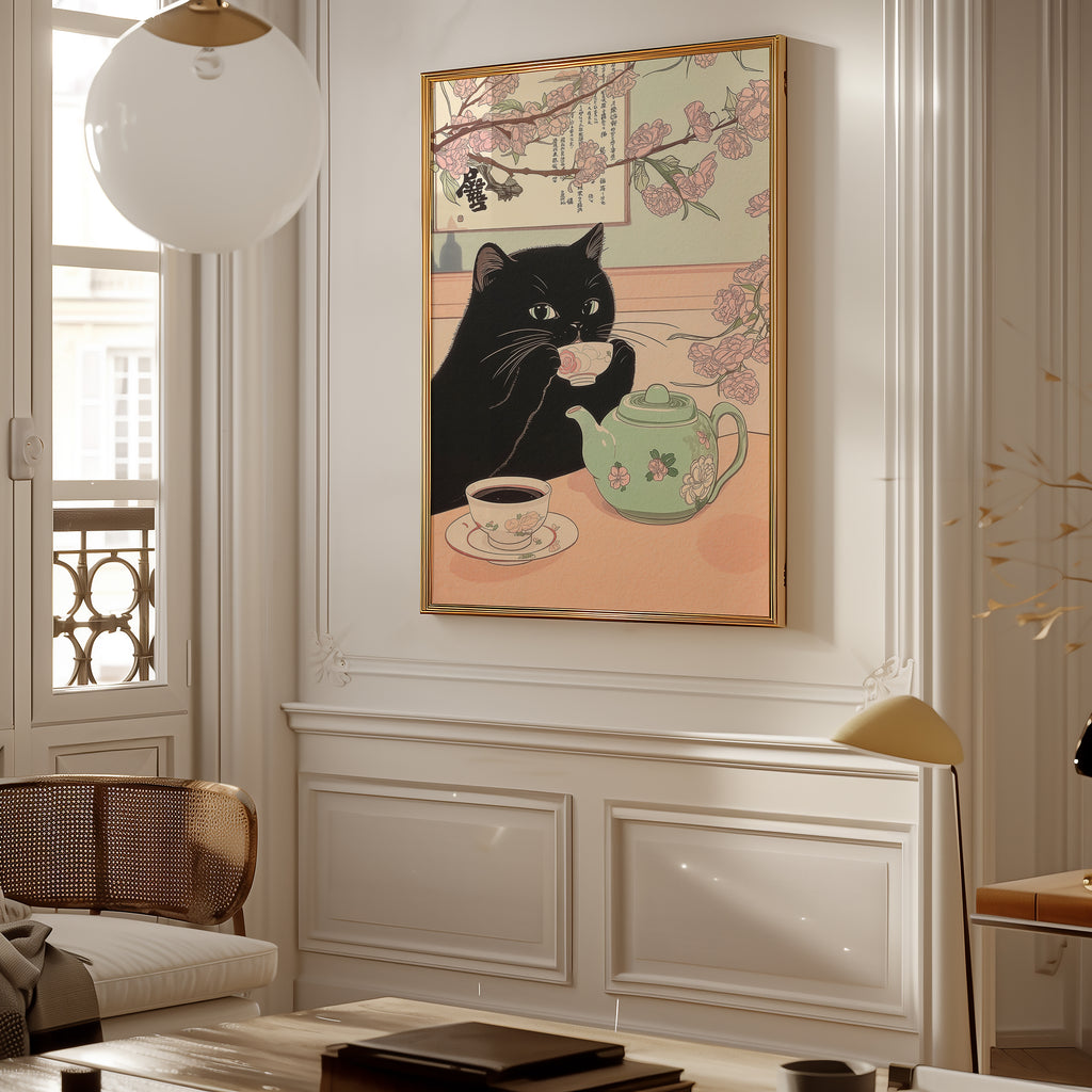 Sakura Tea Cat Poster