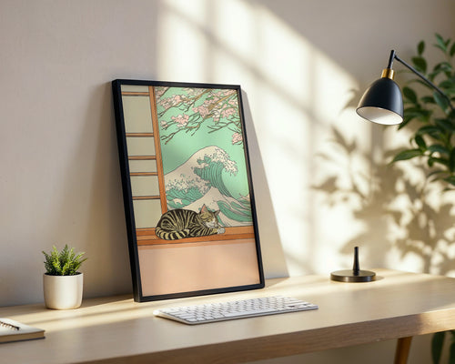 Sleeping Cat Wave Poster