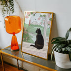 Sakura Window Cat Poster