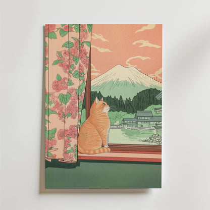 Peaceful Fuji Window Poster