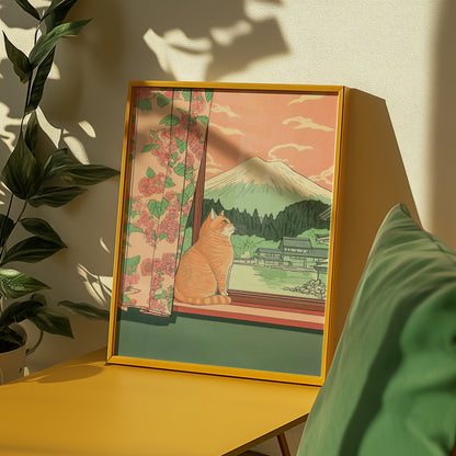 Peaceful Fuji Window Poster