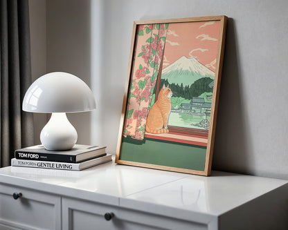 Peaceful Fuji Window Poster