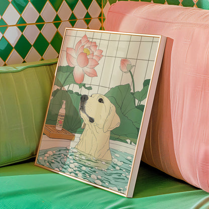 Lotus Bath Dog Poster