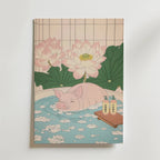 Pig In Lotus Bath Poster