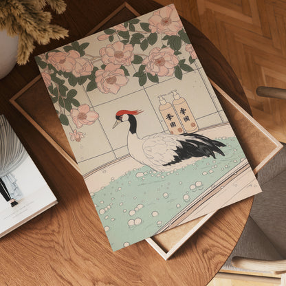 Crane In Blossom Bath Poster