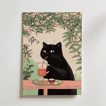 Afternoon Tea Cat Poster