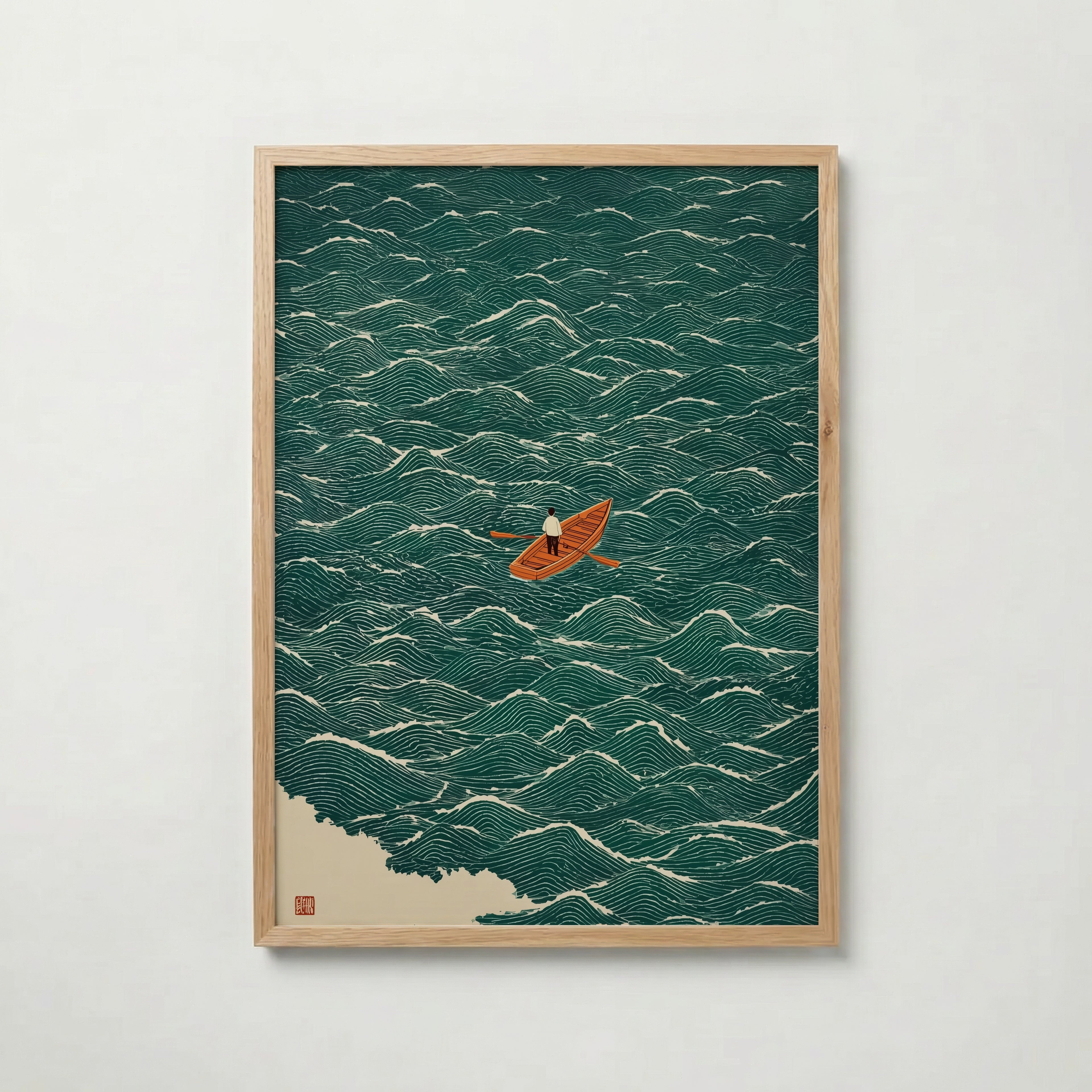 Japandi Boat Poster – köp affisch till hemmet – Bozetto väggdekoration