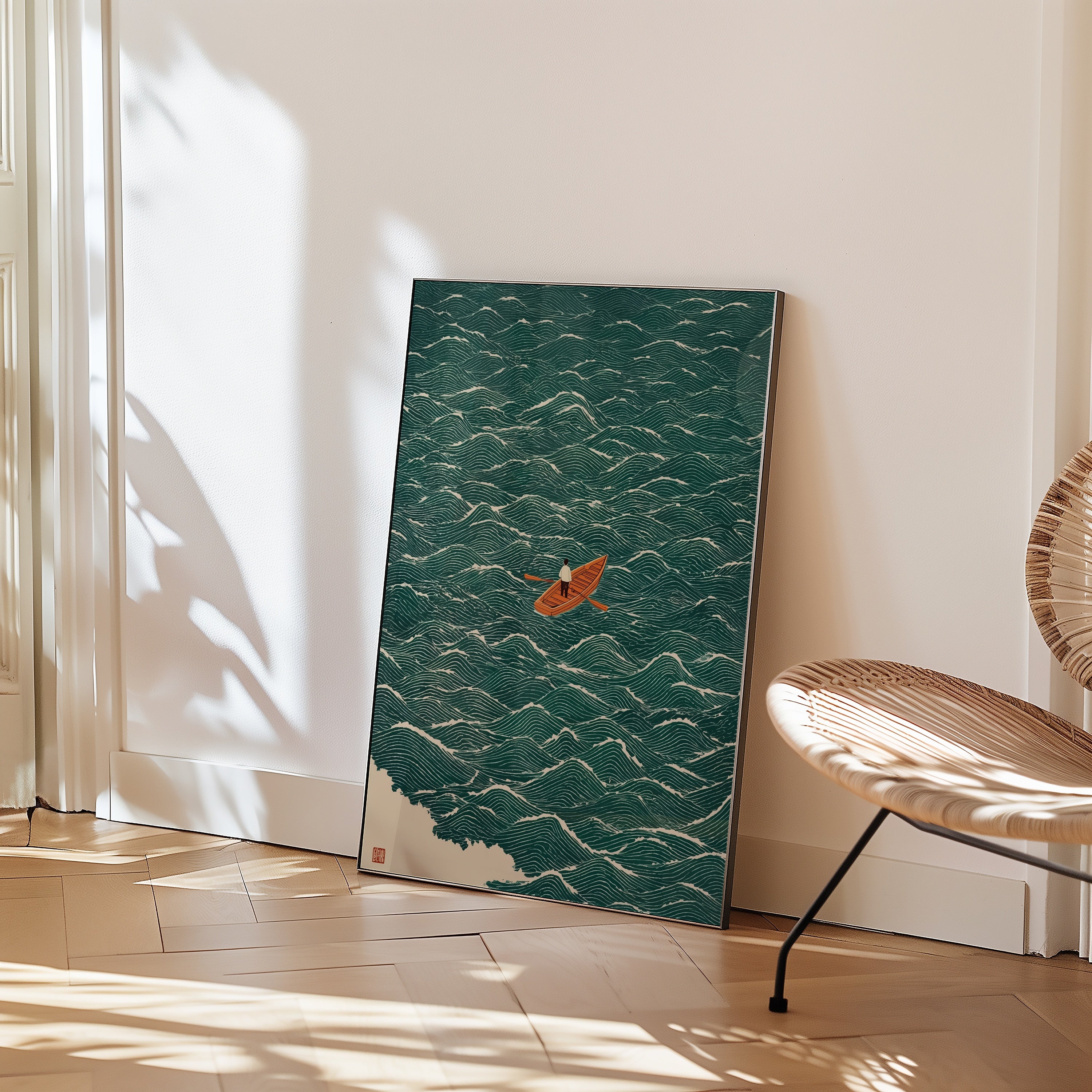 Japandi Boat Poster – poster väggdekoration inredning – Affischer hos Bozetto